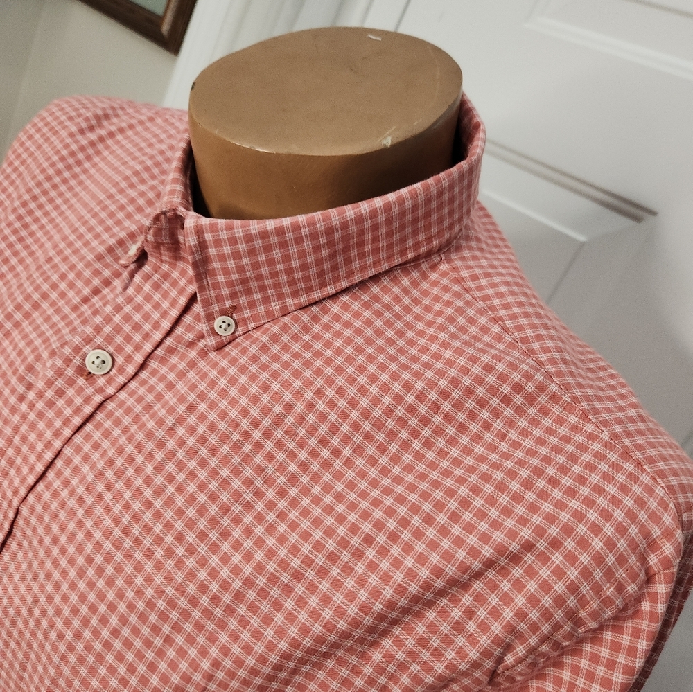 IZOD Saltwater Long Sleeve Shirt Light Pink and Cream‎  Size XL